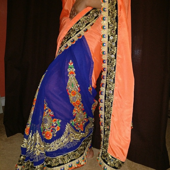 Gorgette embroidery saree - Picture 6 of 7